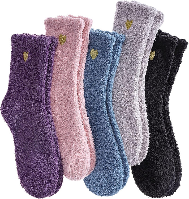 SDBING Fuzzy Socks for Women Soft Fluffy Home Sleeping Socks Cozy Warm Slipper Socks 6 or 5 Pairs - Image 1